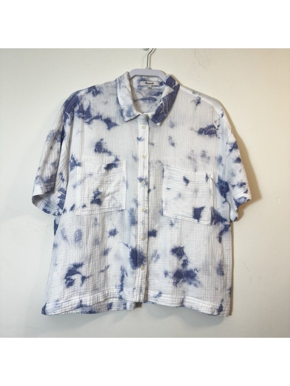 Madewell Women’s  Tie Dye Double Gauze Boxy Button Down Shirt Size L